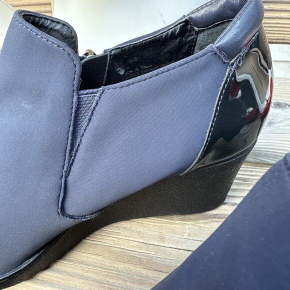 Donald J. Pliner Nikita-D Wedge Navy Blue Size 8.5 Fabric/Leather Upper - Picture 8 of 11